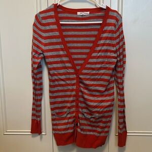 Forever 21 Orange and Grey Striped Cardigan Size Small